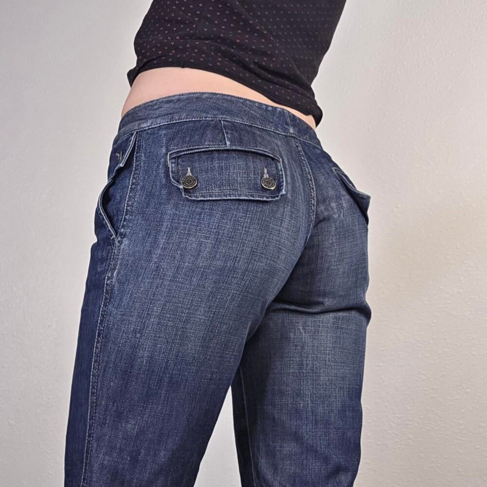 Y2K Banana Republic Bootcut Jeans Dark Wash Split Hem Model Off Duty Size 2